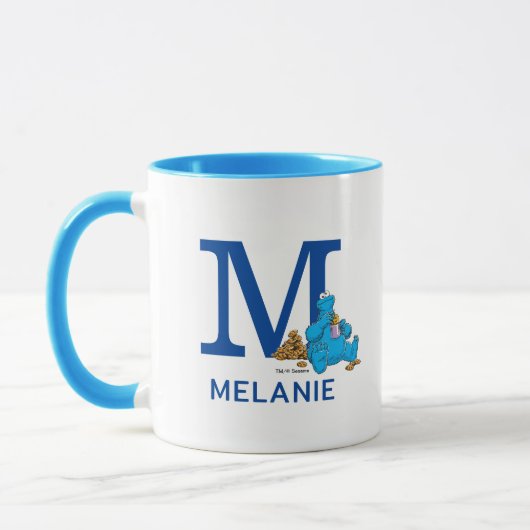 Cookie Monster Eating Cookies Name & Monogram M Tasse (Links)