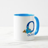 Cookie Monster Eating Cookies Name & Monogram O Tasse (VorderseiteRechts)