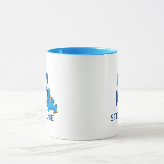 Cookie Monster Eating Cookies Name & Monogram S Tasse (Zentrum)