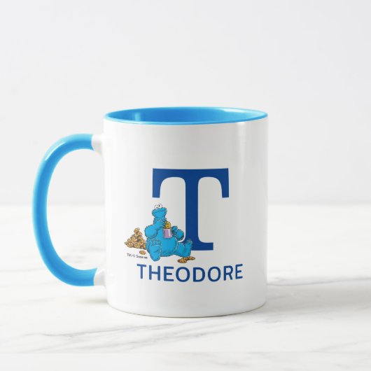 Cookie Monster Eating Cookies Name & Monogram T Tasse (Links)