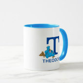 Cookie Monster Eating Cookies Name & Monogram T Tasse (VorderseiteRechts)
