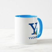 Cookie Monster Eating Cookies Name & Monogram Y Tasse (VorderseiteRechts)