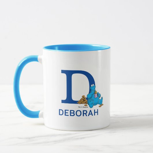 Cookie Monster Eating Cookies Name & Monogramm D Tasse (Links)