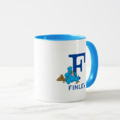Cookie Monster Eating Cookies Name & Monogramm F Tasse (VorderseiteRechts)