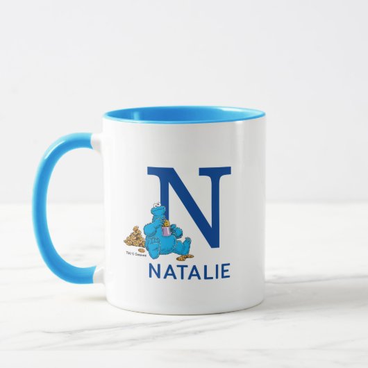 Cookie Monster Eating Cookies Name & Monogramm N Tasse (Links)