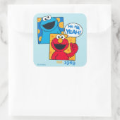 Cookie Monster & Elmo | Ha Ha Yeah Quadratischer Aufkleber (Tasche)