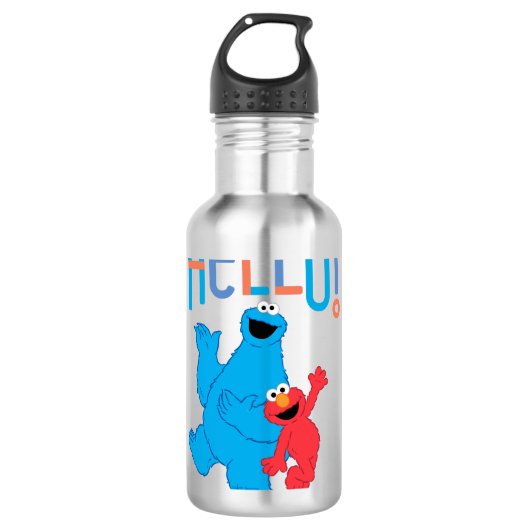 Cookie Monster & Elmo Hallo! Edelstahlflasche (Vorderseite)