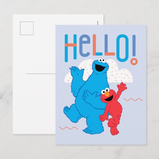 Cookie Monster & Elmo Hallo! Postkarte (Vorne/Hinten)