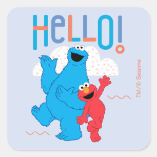 Cookie Monster & Elmo Hallo! Quadratischer Aufkleber