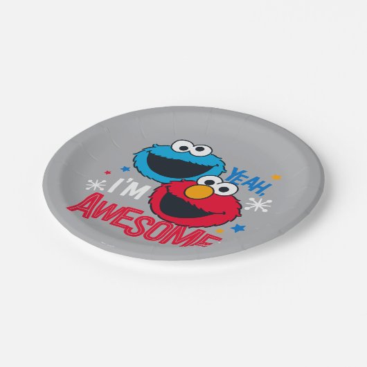 Cookie Monster & Elmo | Ja, ich bin Phantastisch Pappteller (Schrägansicht)
