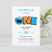 Cookie Monster - erste Einladung zum Geburtstag (Stehend Vorderseite)