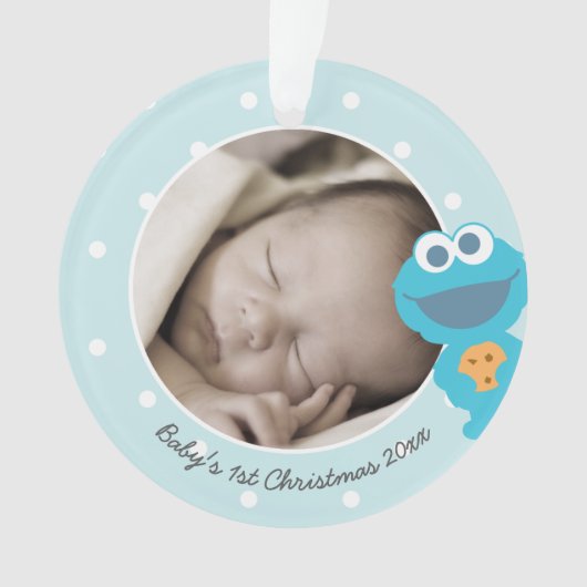 Cookie Monster | Erste Weihnachten - Name hinzufüg Ornament (Vorderseite)