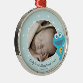 Cookie Monster | Erste Weihnachten - Name hinzufüg Ornament Aus Metall (Rechts)