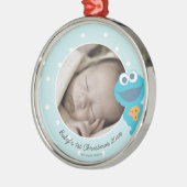 Cookie Monster | Erste Weihnachten - Name hinzufüg Ornament Aus Metall (Links)