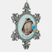 Cookie Monster | Erste Weihnachten - Name hinzufüg Schneeflocken Zinn-Ornament (Links)