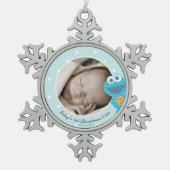 Cookie Monster | Erste Weihnachten - Name hinzufüg Schneeflocken Zinn-Ornament (Vorderseite)