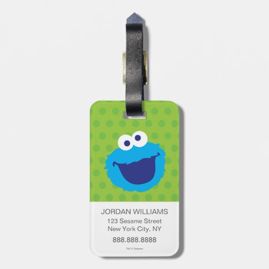 Cookie Monster Face 2 Gepäckanhänger (Rückseite vertikal)