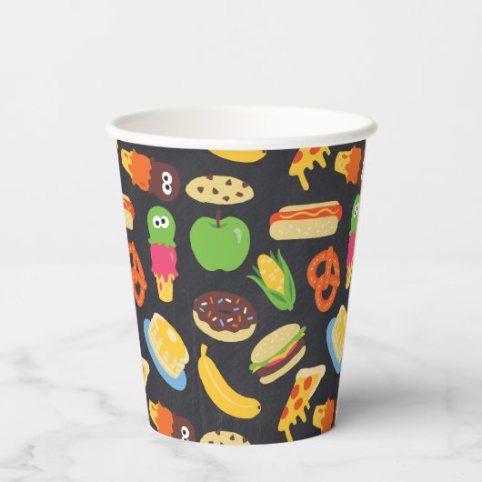 Cookie Monster Feinschmecker LKW-Halbpension Pappbecher (Rückseite)