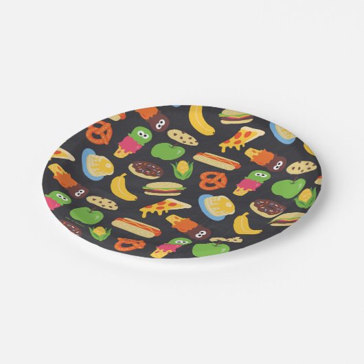 Cookie Monster Feinschmecker LKW-Halbpension Pappteller (Schrägansicht)