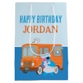 Cookie Monster Food Truck Geburtstag Mittlere Geschenktüte (Rückseite)