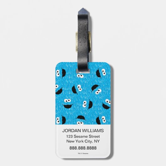 Cookie Monster Fur Gesichtspattern Gepäckanhänger (Rückseite vertikal)