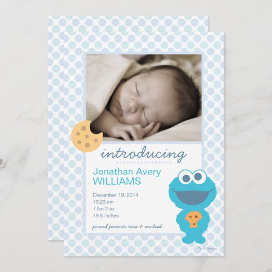 Cookie Monster Geburtserklärung Ankündigung (Vorne/Hinten)