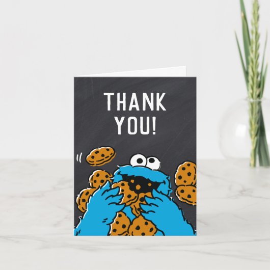 Cookie Monster Geburtstag Chalkboard Vielen Dank Dankeskarte (Vorderseite)