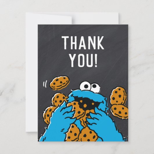 Cookie Monster Geburtstag Chalkboard Vielen Dank Dankeskarte (Vorderseite)
