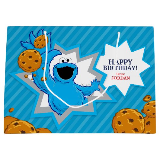 Cookie Monster Geburtstag Große Geschenktüte (Vorderseite)