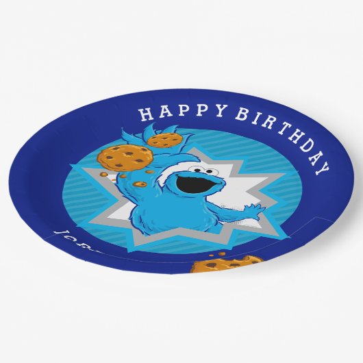 Cookie Monster Geburtstag Pappteller (Schrägansicht)