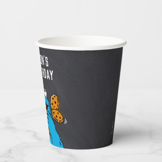 Cookie Monster Geburtstagskappe Pappbecher (Rückseite)