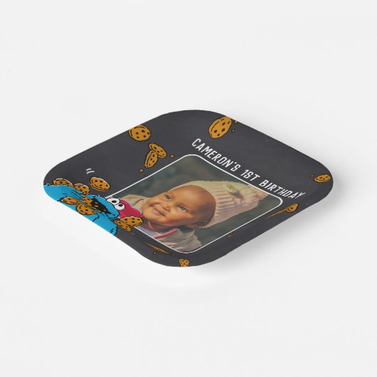 Cookie Monster Geburtstagskappe Pappteller (Gewinkelt)