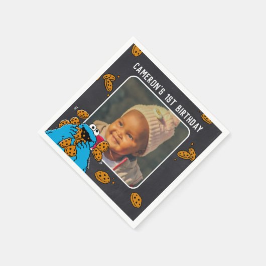 Cookie Monster Geburtstagskappe Serviette (Ecke)