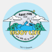 Cookie Monster | Genießen Sie das Leben einen Biss Runder Aufkleber (Vorderseite)