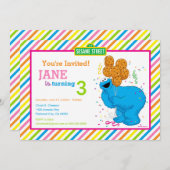 Cookie Monster gestreift Geburtstag Einladung (Vorne/Hinten)
