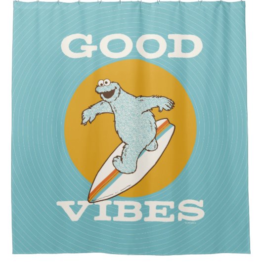 Cookie Monster Good Vibes Duschvorhang (Vorderseite)