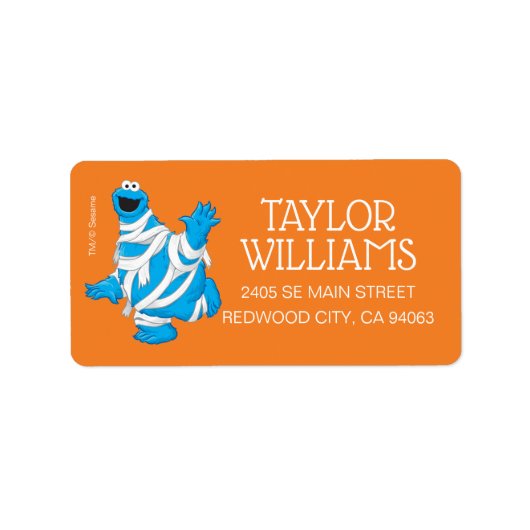 Cookie Monster | Halloween Mummy Adressaufkleber (Vorne)