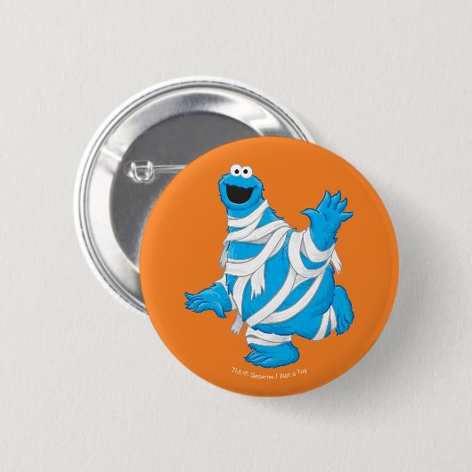 Cookie Monster | Halloween Mummy Button (Vorne & Hinten)