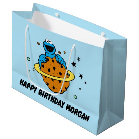 Cookie Monster | Happy Birthday Große Geschenktüte (Vorderseite Schrägansicht)