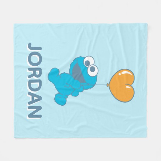 Cookie Monster Heart Balloon Fleecedecke (Vorderseite (Horizontal))