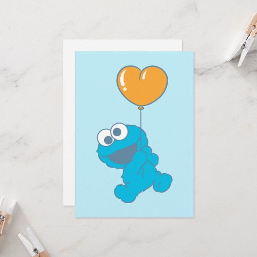 Cookie Monster Heart Balloon Karte (Vorderseite/Rückseite Beispiel)