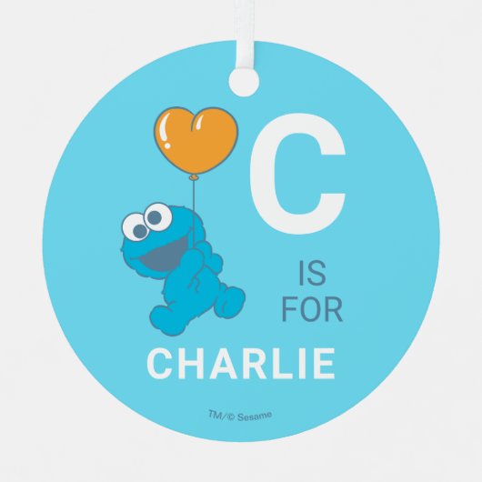 Cookie Monster Heart Balloon Ornament Aus Metall (Vorderseite)