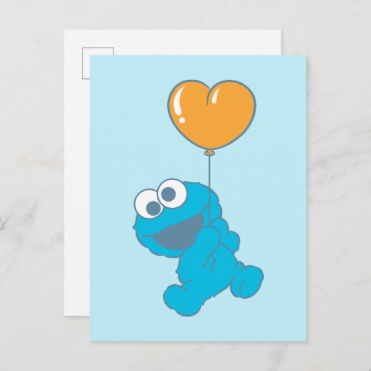 Cookie Monster Heart Balloon Postkarte (Vorne/Hinten)