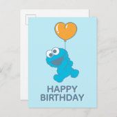 Cookie Monster Heart Balloon Postkarte (Vorne/Hinten)