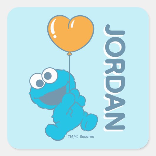 Cookie Monster Heart Balloon Quadratischer Aufkleber (Vorderseite)