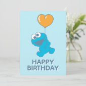 Cookie Monster Herzballon Karte (Stehend Vorderseite)