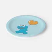 Cookie Monster Herzballon Pappteller (Schrägansicht)