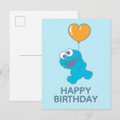 Cookie Monster Herzballon Postkarte (Vorne/Hinten)