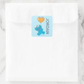 Cookie Monster Herzballon Quadratischer Aufkleber (Tasche)