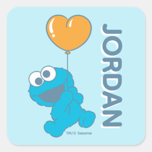 Cookie Monster Herzballon Quadratischer Aufkleber